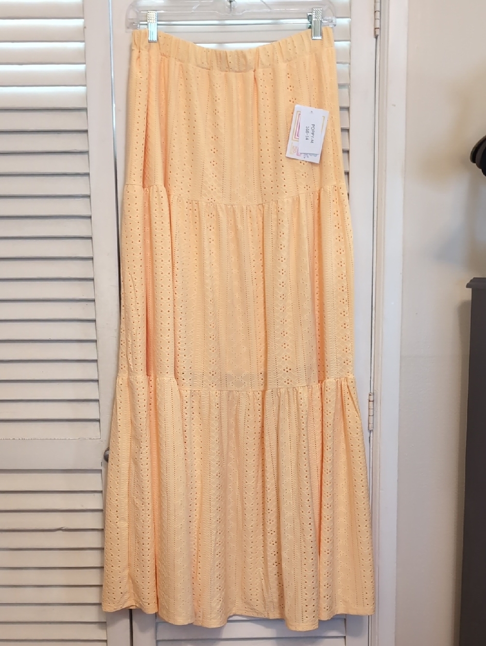 Lularoe Poppy Yellow Eyelet Tiered Maxi Skirt